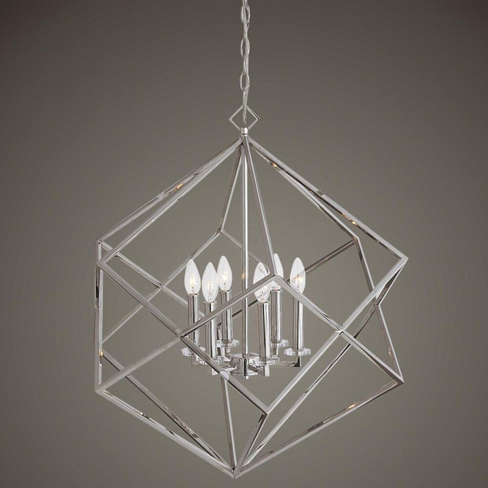 Uttermost Euclid 6 Light Cube Pendant in Polished Nickel, , large