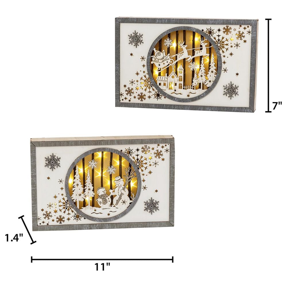 The Gerson Company 11&quot; Holiday Scene Wall Decor in White and Silver &#40;Set of 2&#41;, , large