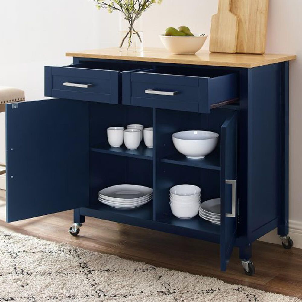 Crosley Furniture Tristan Kitchen Island in Navy and Natural NFM