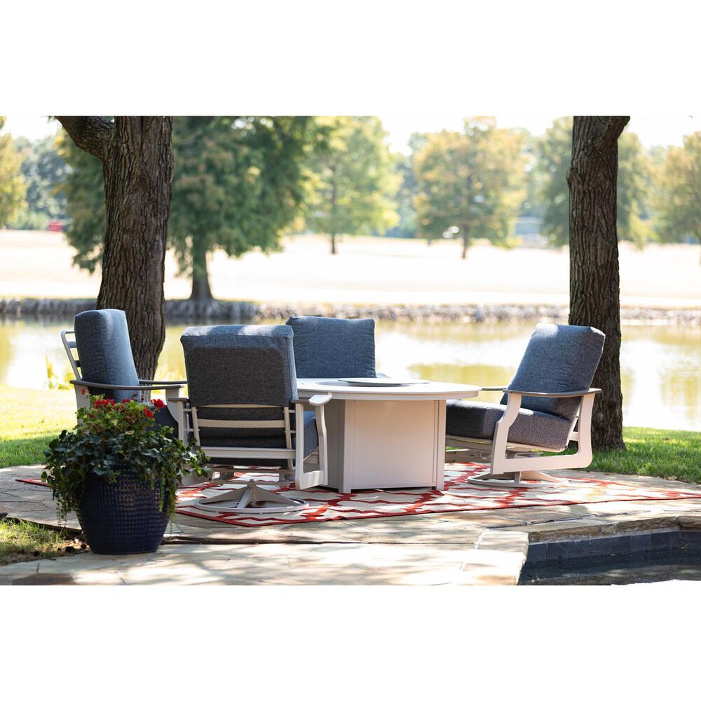 Telescope Casual Furniture St. Catherines 5-Piece Firepit Chat Set in Warm Grey and Restore Indigo, , large