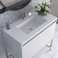 James Martin Vanities Mantova 35.4" Single Bathroom Vanity in Glossy White and Brushed Nickel with 2 cm Glossy White Solid Surface Top and Rectangular Sink, , large