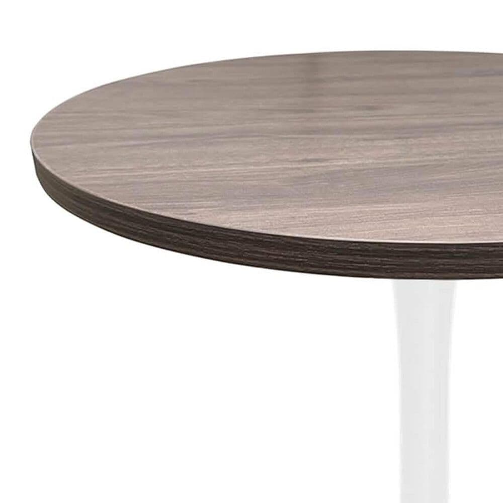 Leisuremod LeisureMod Bristol Dining table, White Base with 27 Round Dark Walnut MDF top, , large