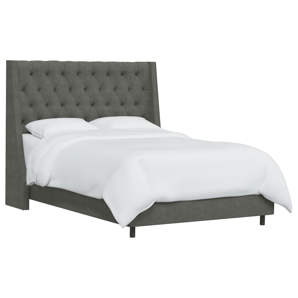 Skyline Furniture Queen Wingback Bed in Zuma Charcoal, , large