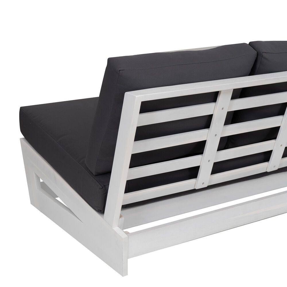 Linon Home Decor Silbury Outdoor Bench with Grey Cushion in White, , large