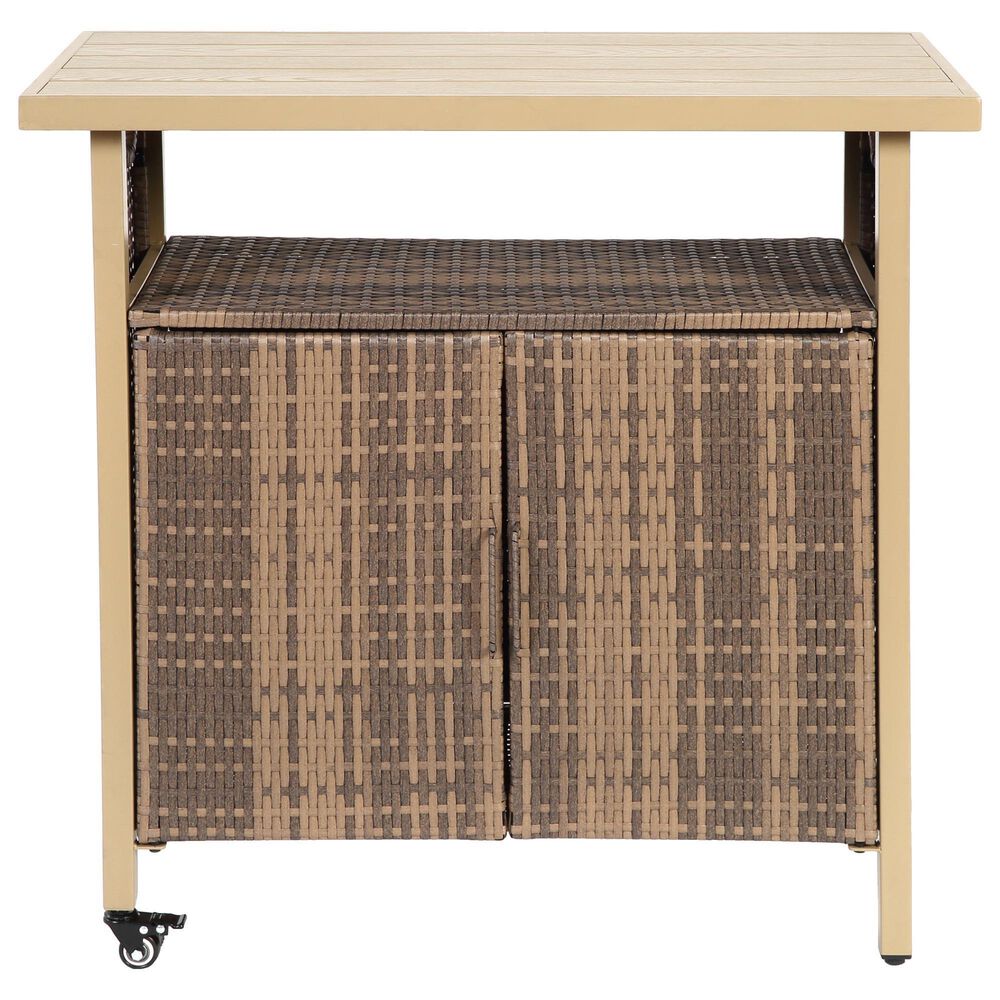 Hearth and Haven Patio Bar Cart with Cabinet in Beige, , large