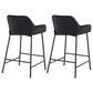 LumiSource Daniella Counter Stool with Black Velvet Upholstery in Black (Set of 2), , large