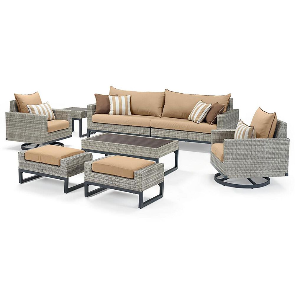 RST Brands Milo 8-Piece Patio Motion Seating Set with Maxim Beige Cushion in Gray, , large