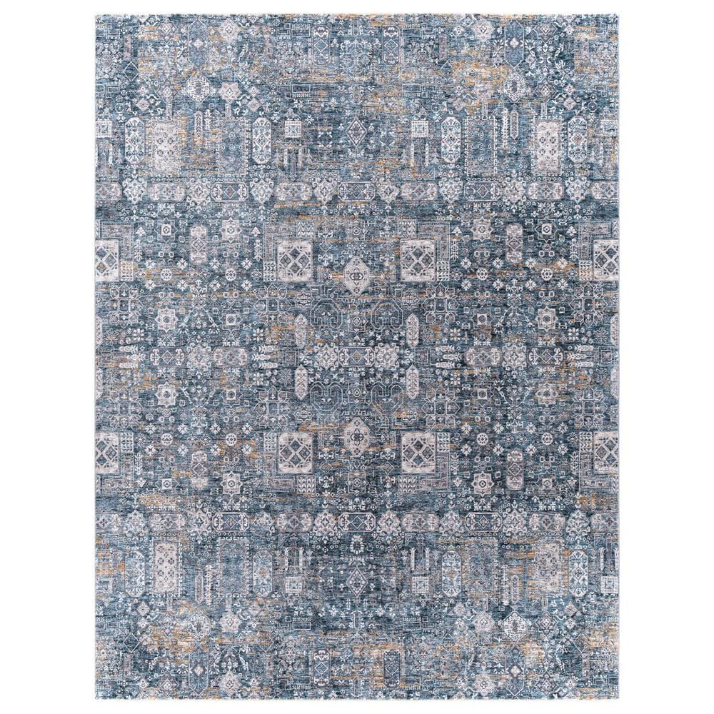 Surya Cardiff CDF-2309 Blue, Deep Teal, Medium Gray, Light Gray, Camel and Charcoal 7'10" x 10'2" Area Rug, , large