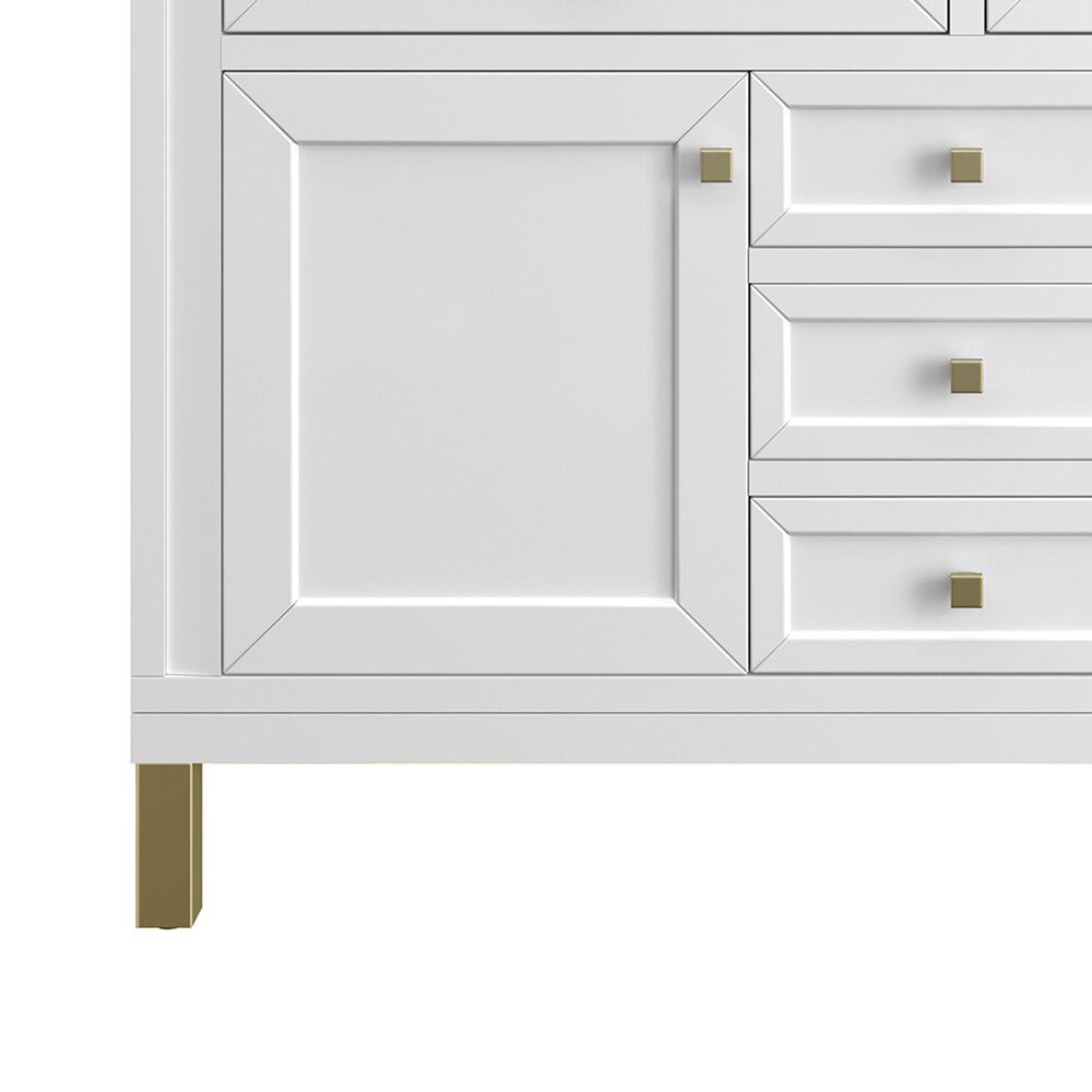 James Martin Vanities Chicago 48&quot; Single Bathroom Vanity in Glossy White with 3 cm Ethereal Noctis Quartz Top and Rectangular Sink, , large