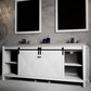 Lexora Home Marsyas 80" Double Bathroom Vanity in White with Grey Quartz Top and Rectangular Sinks, , large
