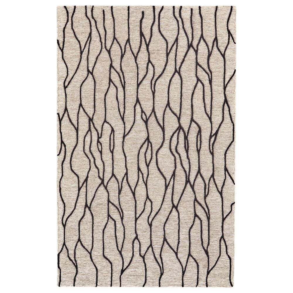 Feizy Enzo 2" x 3" Black and Taupe Area Rug, , large