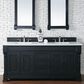 James Martin Vanities Brookfield 72" Double Bathroom Vanity in Antique Black with 3 cm White Zeus Quartz Top and Rectangular Sinks, , large