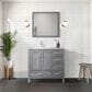 Lexora Home Jacques 36" Left Offset Single Bathroom Vanity in Distressed Grey with 2 cm White Cultured Marble Top and Rectangular Sink, , large