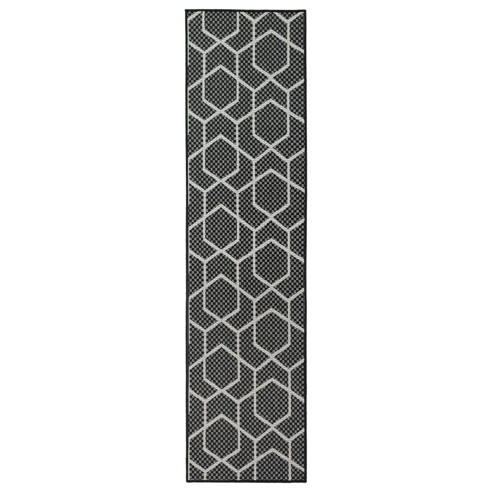 Nourison Horizon HOZ01 Black 2" x 6" Indoor/Outdoor Runner, , large