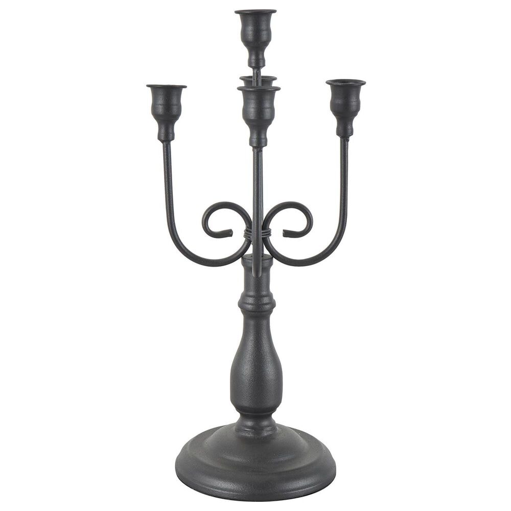 Maple and Jade Taper 5-Slot Scroll Candelabra in Matte Black, , large