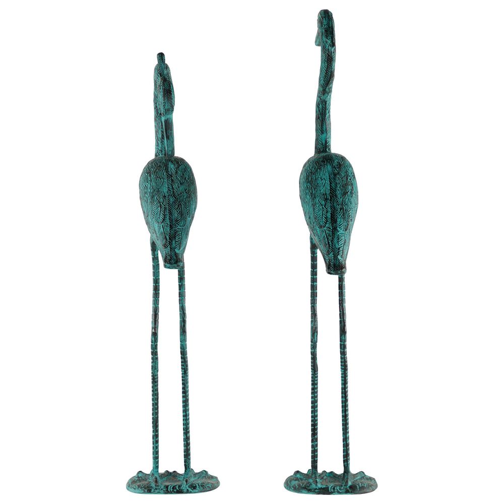 Maple and Jade Coastal Crane Garden Sculpture in Green &#40;Set of 2&#41;, , large