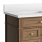 James Martin Brittany 30" Single Bathroom Vanity in Pecan with Single Hole 3 cm White Zeus Silestone Top and Rectangular Sink, , large