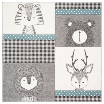 Safavieh Carousel 3" Square Grey and Ivory Kids  Area Rug, , large