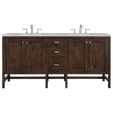 James Martin Vanities Addison 72" Double Bathroom Vanity in Mid-Century Acacia with 3 cm Victorian Silver Quartz Top and Rectangular Sinks, , large