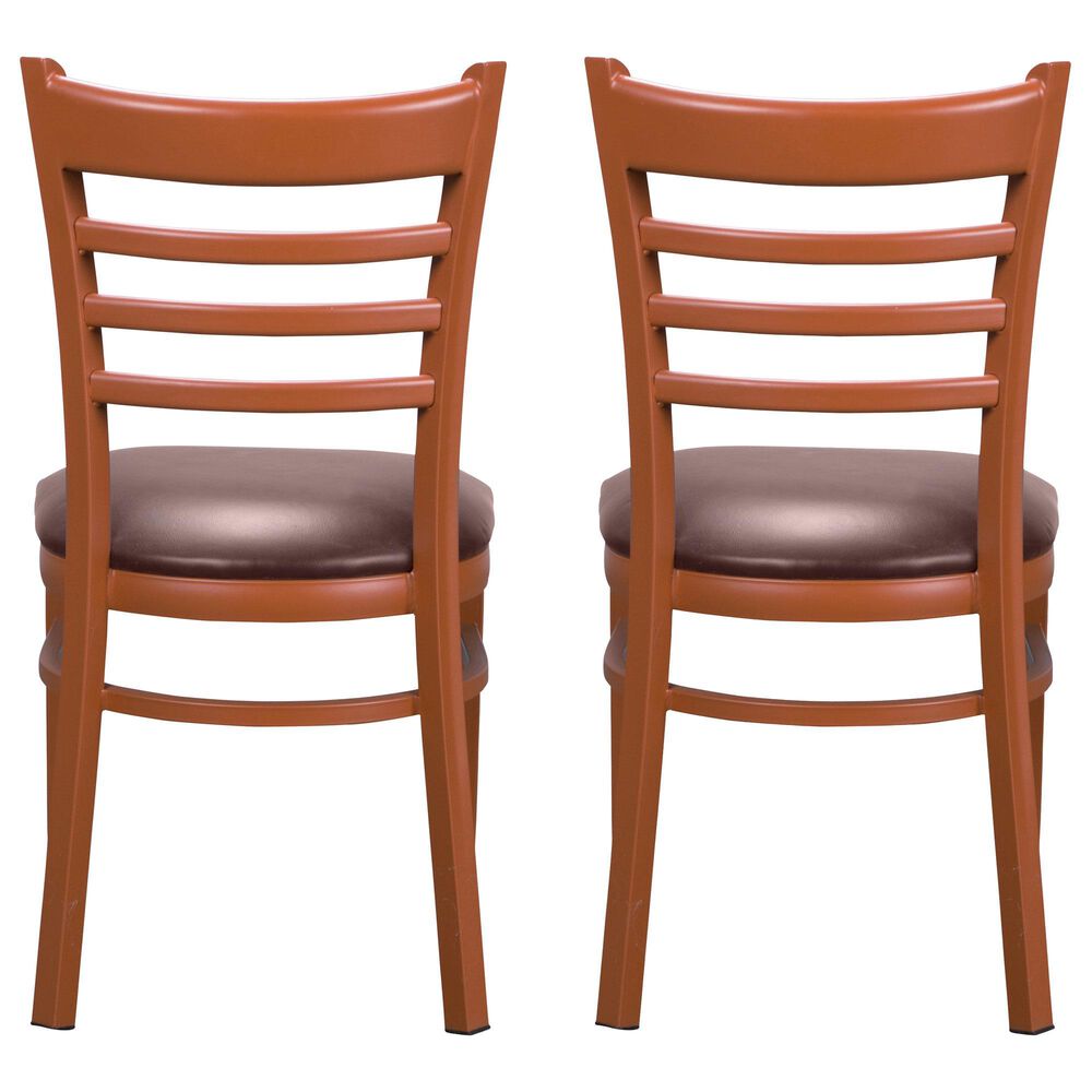 Linon Home Decor Baxter Side Chair with Burgundy Faux Leather Cushion in Dark Honey (Set of 2), , large