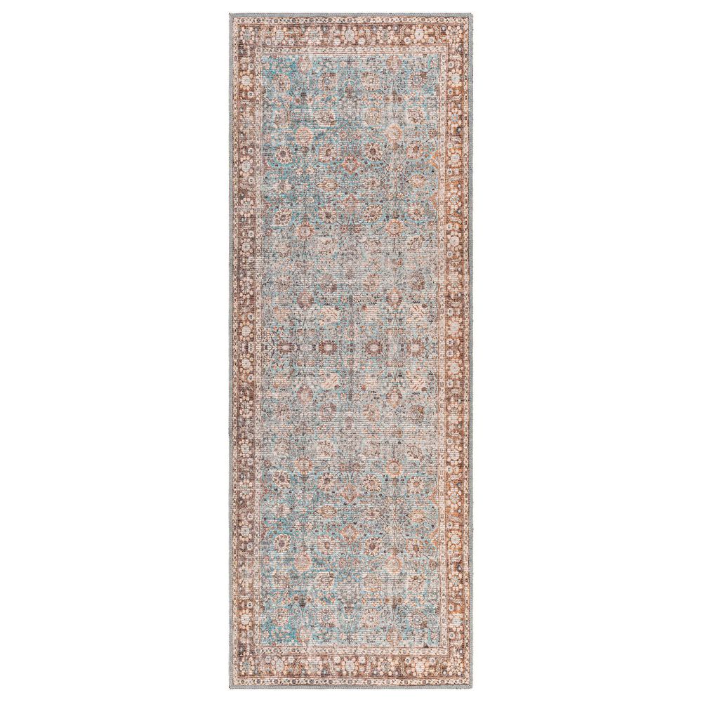 Surya Colin 2"7" x 7"3" Light Blue, Tan, Orange, Brown and Cream Runner, , large