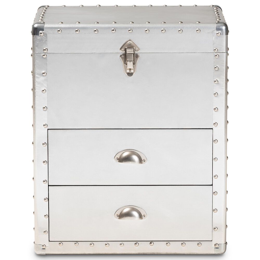 Baxton Studio Serge 2-Drawer Accent Storage Chest in Silver, , large