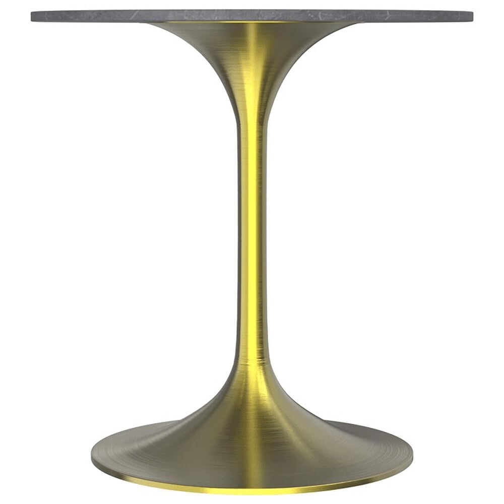 Leisuremod LeisureMod Verve Collection 27 Round Dining Table, Brushed Gold Base with Sintered Stone Grey Top, , large
