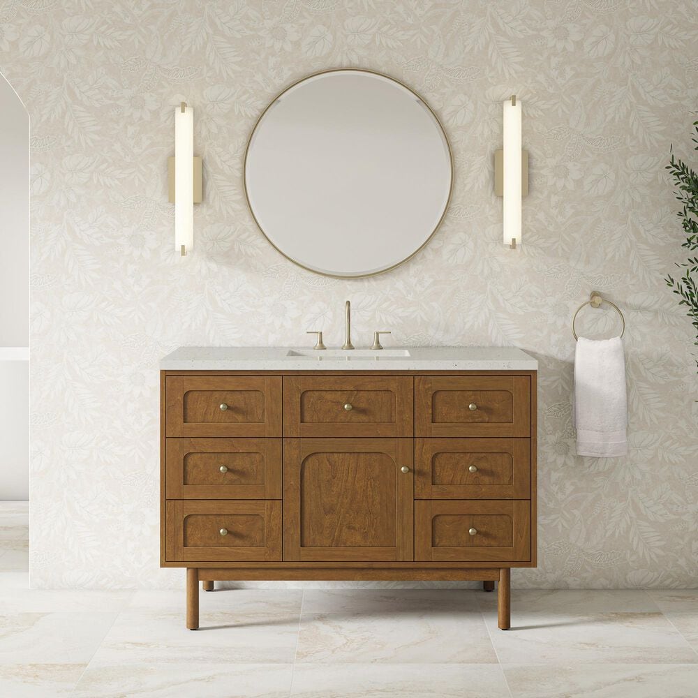 James Martin Laurent 48" Single Bathroom Vanity in Honey Oak with 3 cm Lime Delight Silestone Top and Rectangular Sink, , large