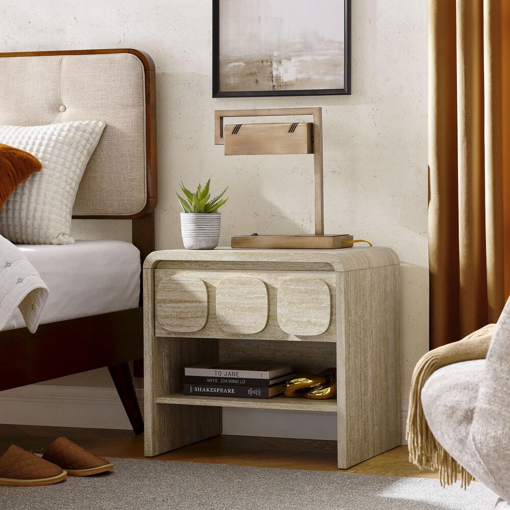 Modway Toscana 1 Drawer and Shelf Nightstand in Travertine, , large