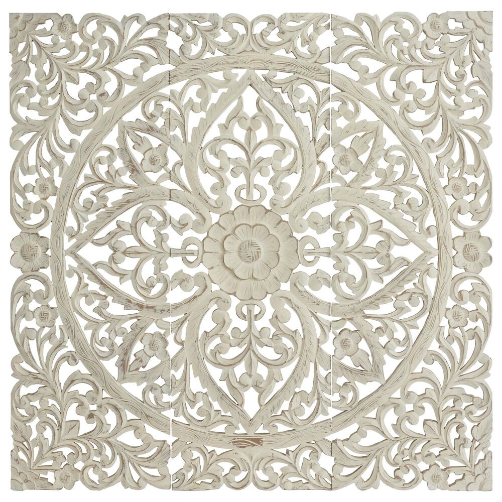 Maple and Jade 48" x 16" Traditional Wall Decor in Distressed Beige (Set of 3), , large