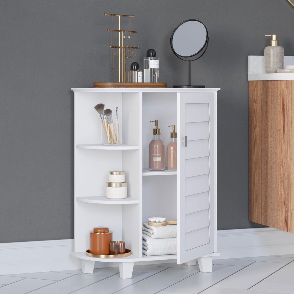 RiverRidge Home Brookfield 1-Door Floor Cabinet with Side Shelves in White, , large