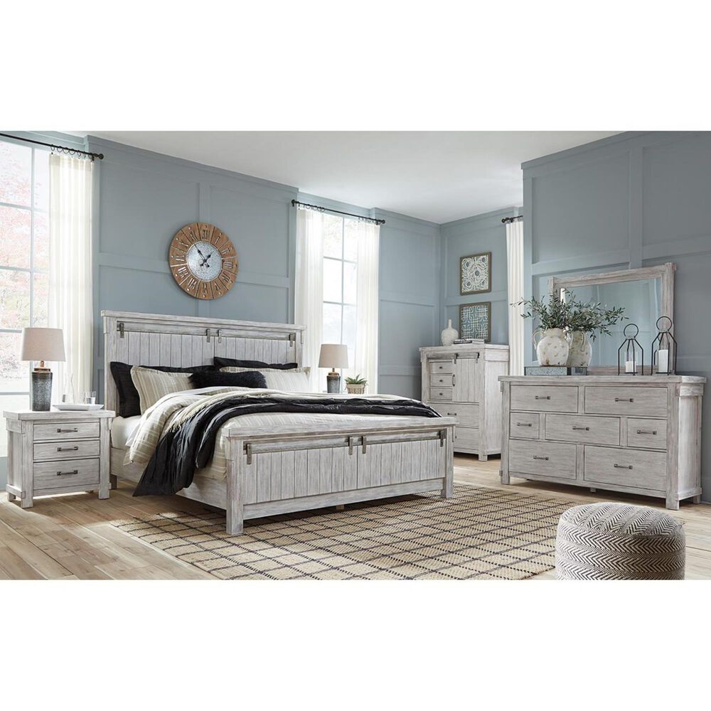Signature Design by Ashley Brashland 3 Drawer Nightstand in White with USB Ports, , large