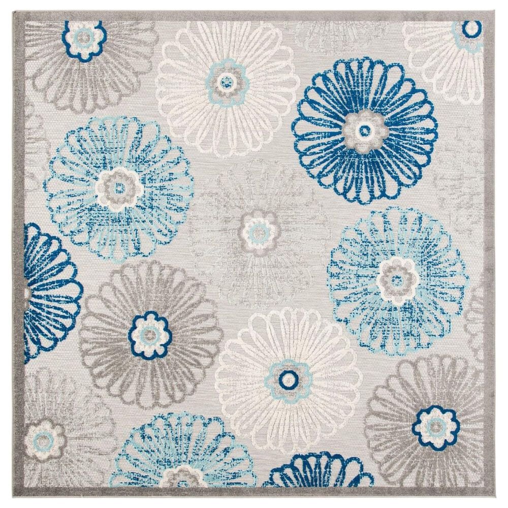 Safavieh Cabana CBN801F 3" Square Grey and Blue Indoor/Outdoor Area Performance Rug, , large