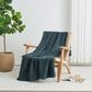 Trade Linker Full/Queen Waffle Weave Knit Throw Blanket in Indigo, , large