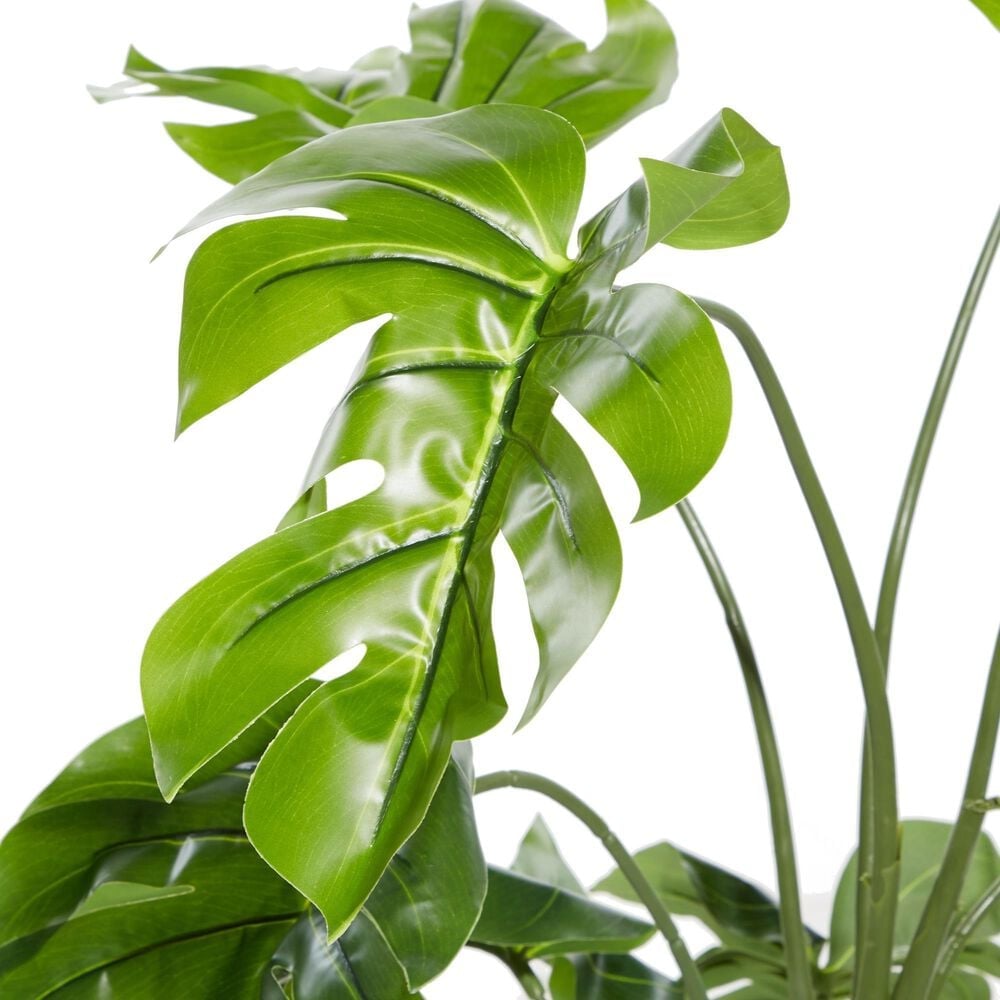 Maple and Jade 48&quot; Indoor/Outdoor Artificial Monstera with Black Plastic Pot in Green, , large