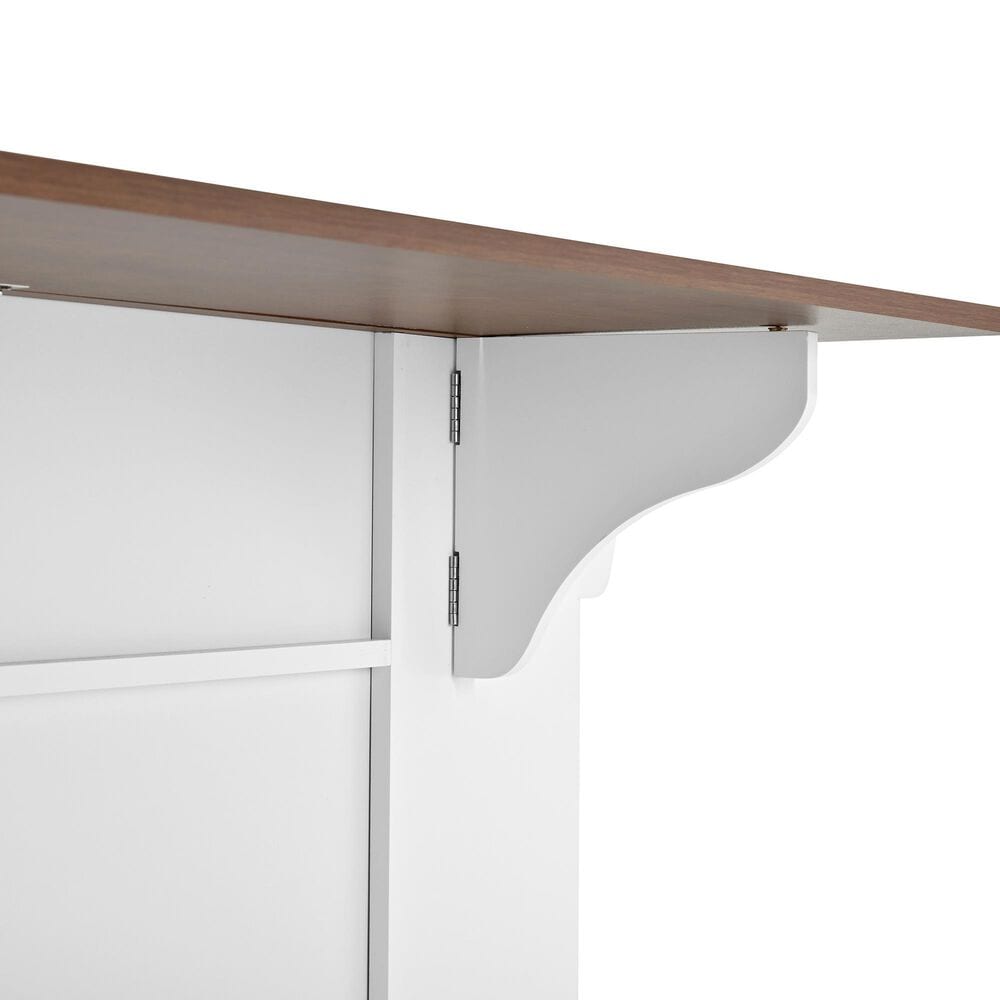 HOMLUX 54" Mobile Kitchen Island with Glass Door Storage in Walnut and White, , large