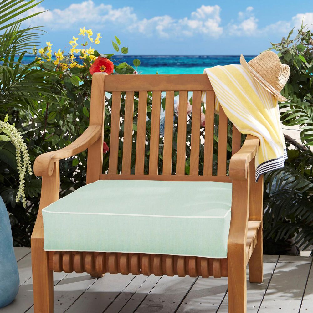 Sorra Home Sunbrella 22.5" Deep Seating Cushion in Canvas Spa with White Accents, , large