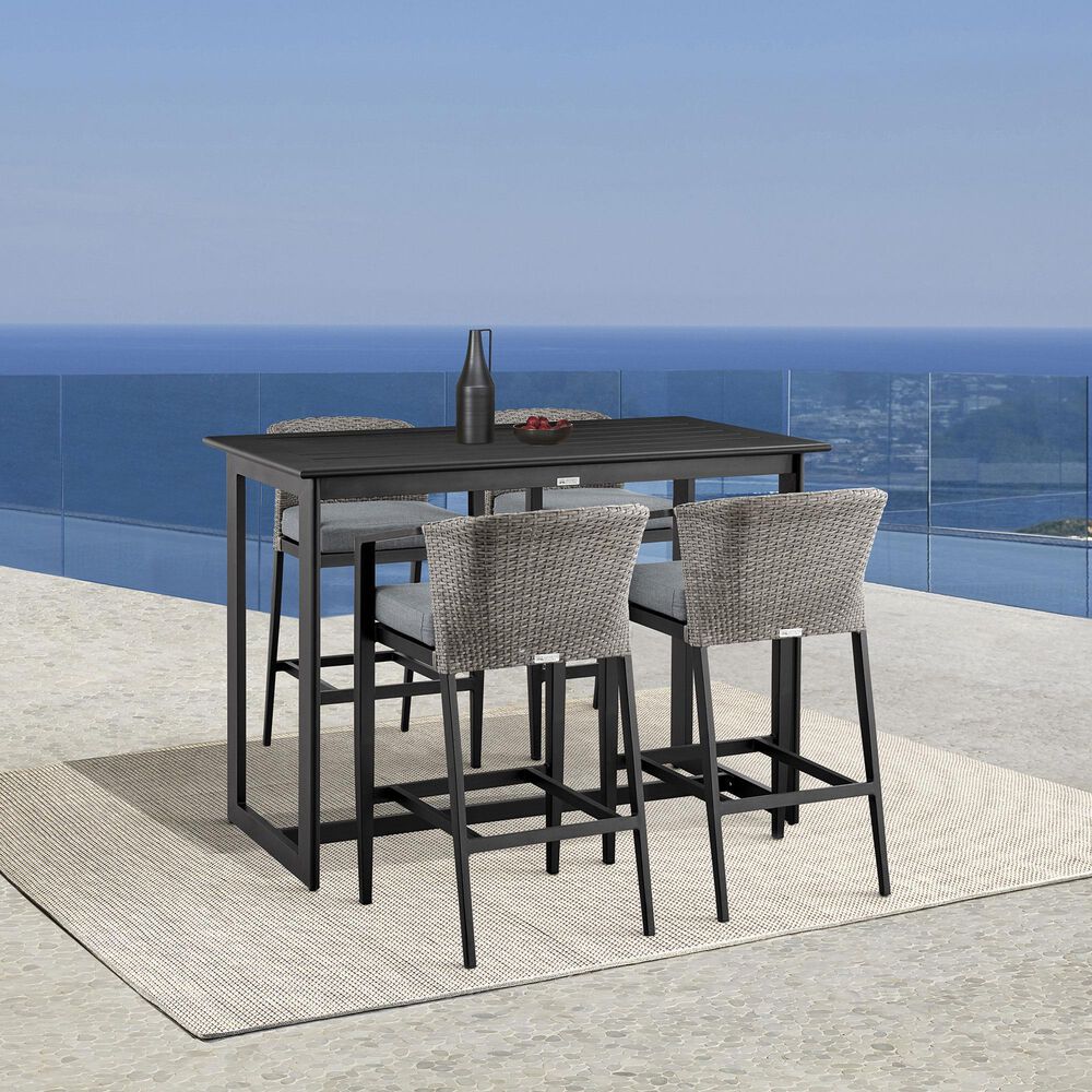 Armen Living Aileen Patio Bar Stool in Dark Gray, , large