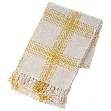 Ganz USA 50" x 60" Plaid Woven Throw in Ochre and Natural, , large