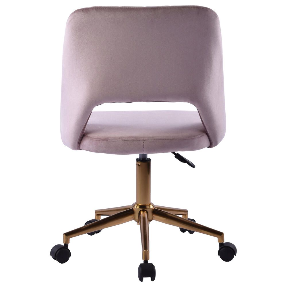 Impressions Vanity Maya Swivel Vanity Chair with Pink Cushion in Gold, , large
