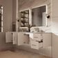 Lexora Home Geneva 84" Double Bathroom Vanity in Glossy White with 2 cm White Carrara Marble Top and Rectangular Sinks, , large