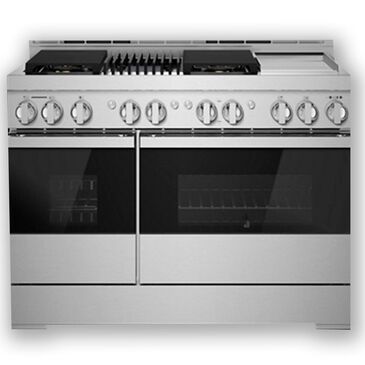 Jenn-Air 48" Gas Professional Range with Chrome-Infused Griddle and Infrared Grill in Black Glass, , large
