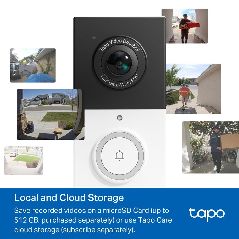 TP-Link 2K Smart Wi-Fi Doorbell Camera and Chime in White, , large