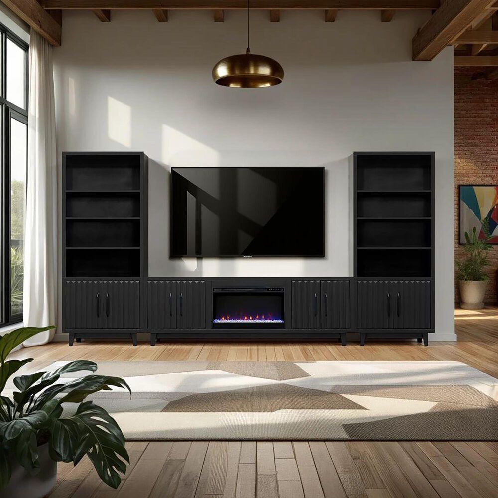 Legends Home Radiance 75" Fireplace TV Stand in Seal Skin Black, , large