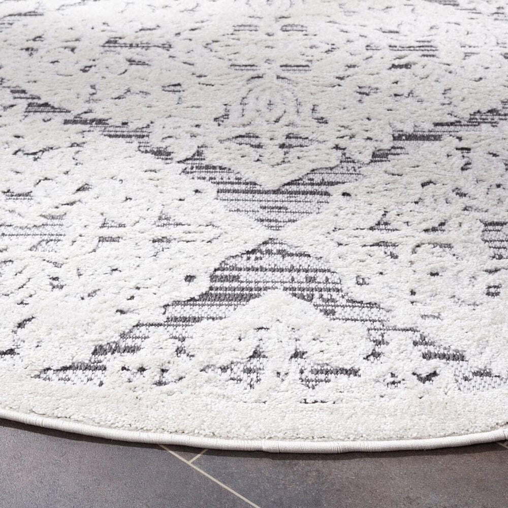 Safavieh Cabana CBN660A 6&#39;7&quot; Round Ivory and Grey Indoor/Outdoor Area Performance Rug, , large