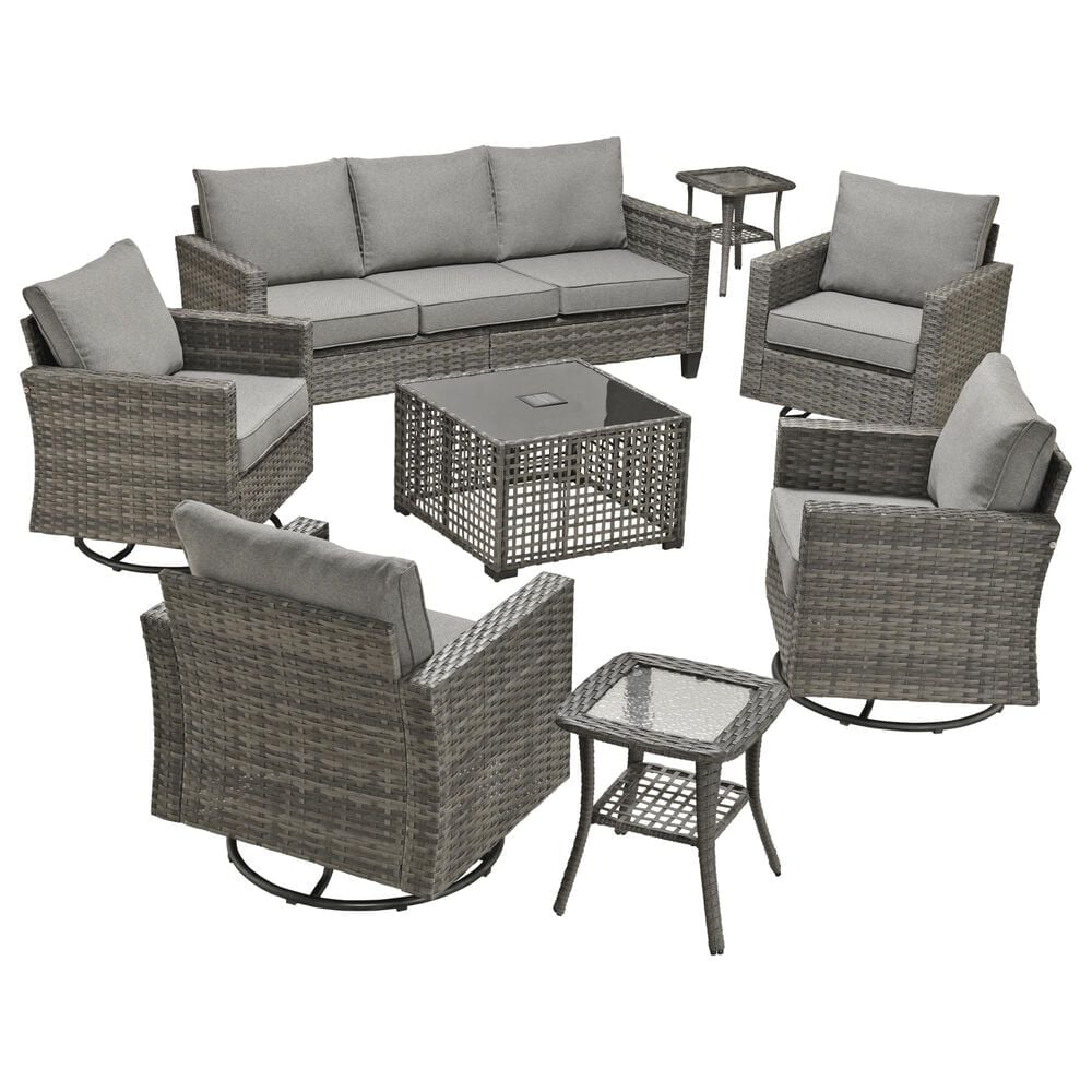 HOMLUX 8-Piece Outdoor Patio Furniture Set in Dark Grey, , large