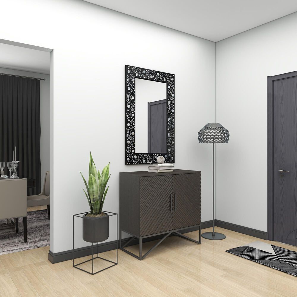 Maple and Jade 30&quot; x 47&quot; Wall Mirror in Black and White, , large