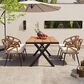 Hearth and Haven 5-Piece Outdoor Dining Set with Dark Yellow Rattan Chairs and Plastic Wood Table in Beige, , large