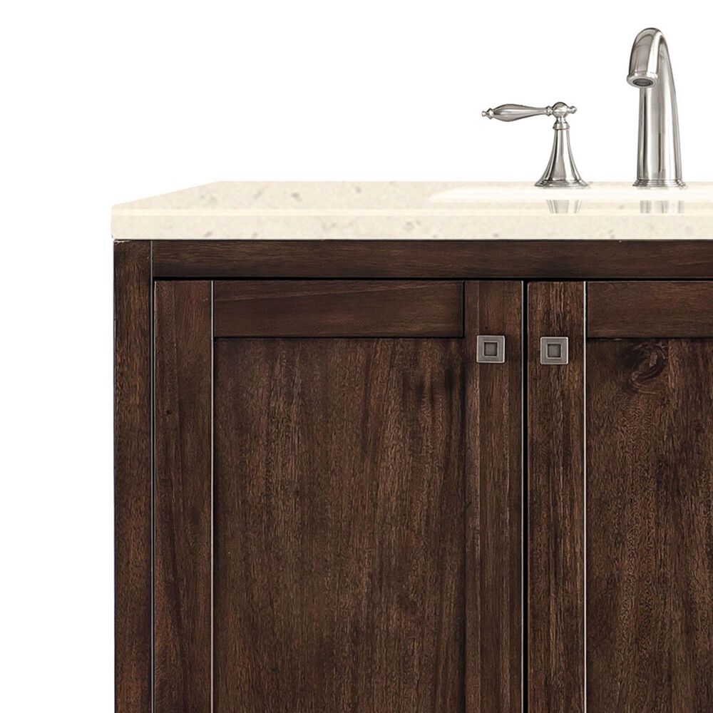 James Martin Vanities Addison 72&quot; Double Bathroom Vanity in Mid Century Acacia with 3 cm Eternal Marfil Quartz Top and Rectangular Sinks, , large