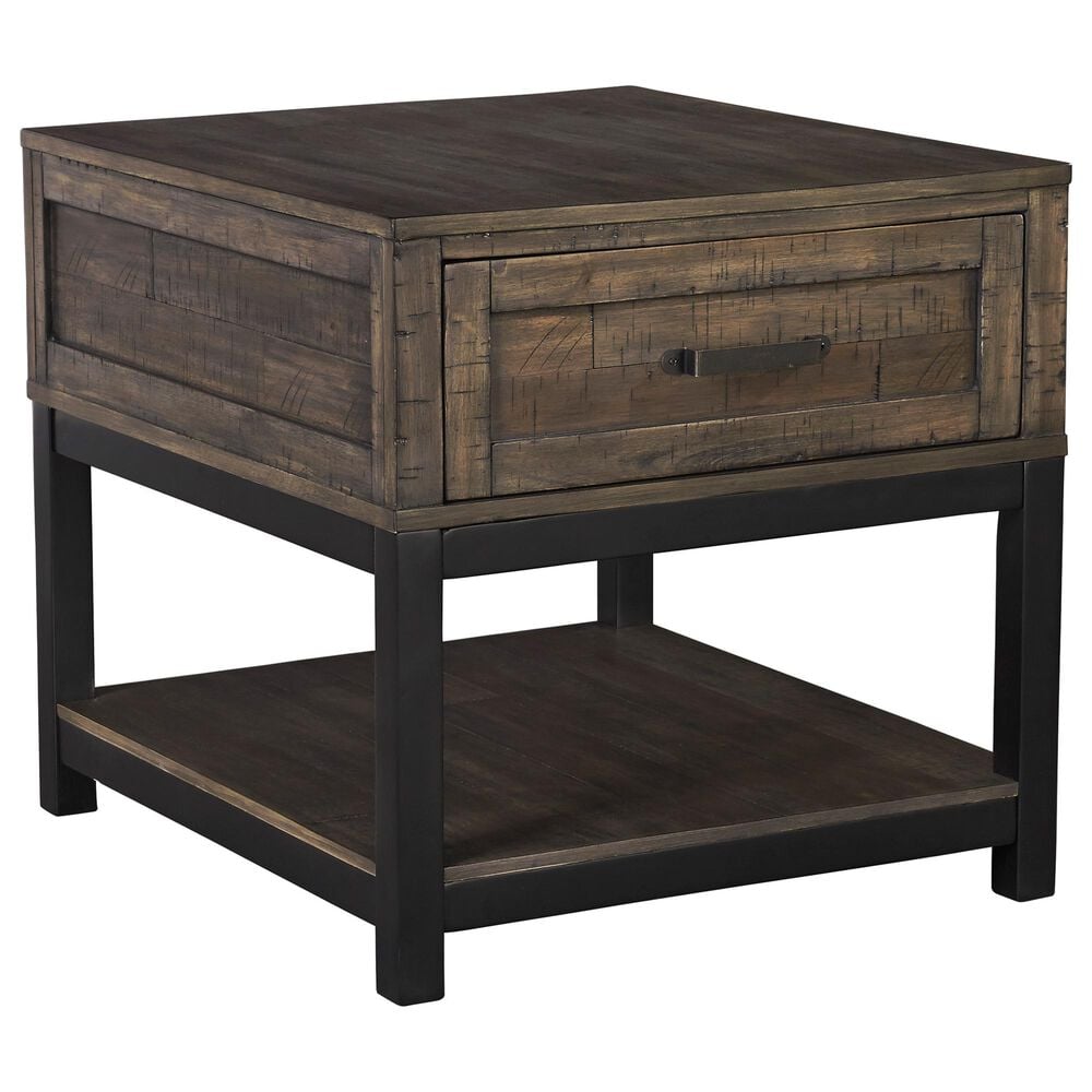 Ashley Johurst Rectangular End Table in Grayish Brown and Black, , large